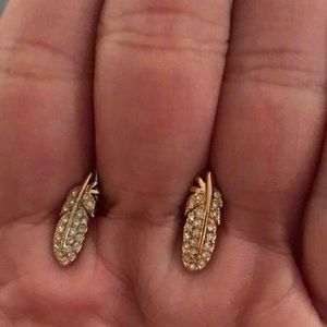 Fossil brand rose gold leaf studs